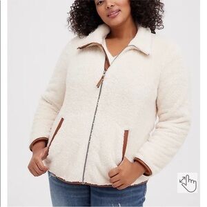NWT Torrid Zip Front Jacket Faux Ivory Shearling Sherpa 1X
